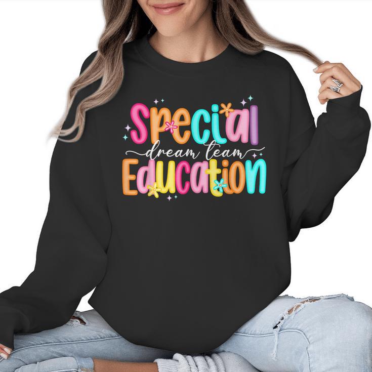 Color Special Education Squad Groovy Dream Team SPED Teacher Women Crewneck Sweatshirt