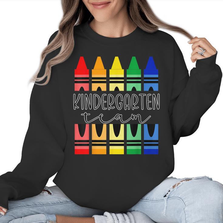 Colorful Crayon Kindergarten Team Tee For Teachers Students Men Women Kids Women Crewneck Sweatshirt