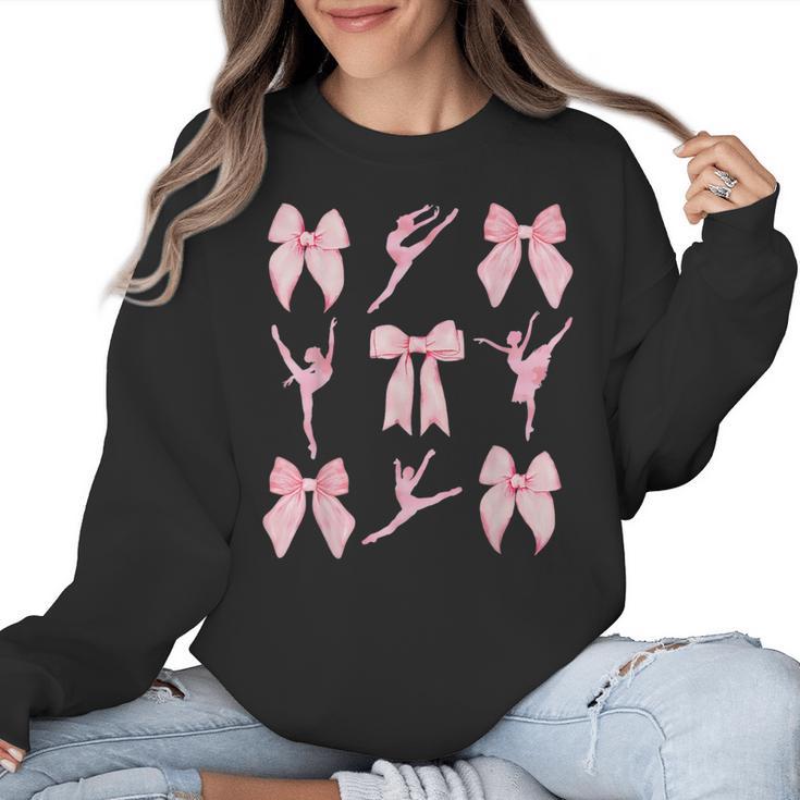 Coquette Bow Ballet Dance Teacher Coquette Women Dancing Women Crewneck Sweatshirt