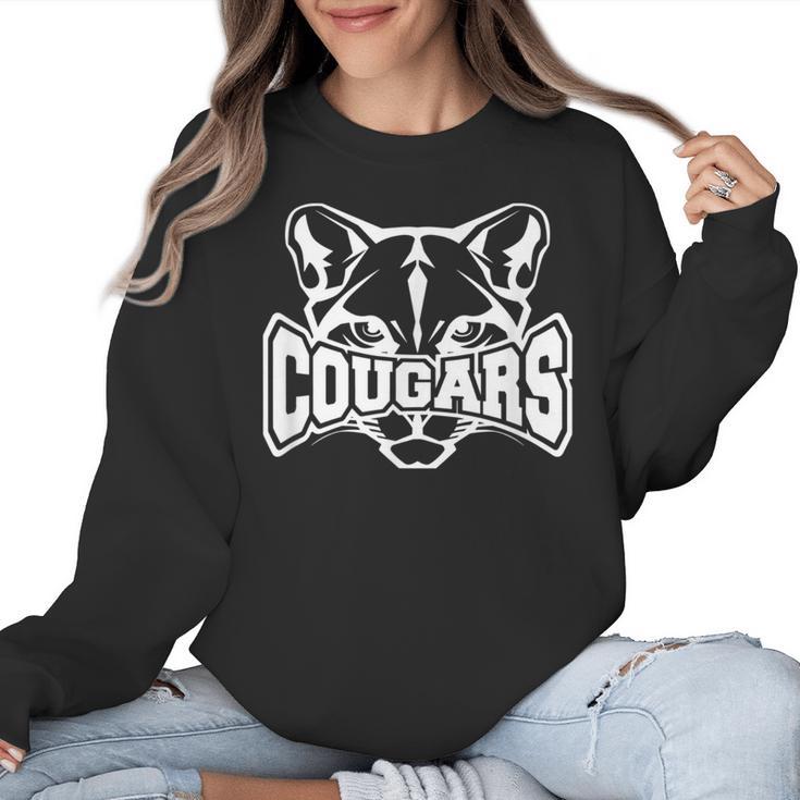 Cougars Teacher Student School Sports Fan Team Spirit Women Crewneck Sweatshirt