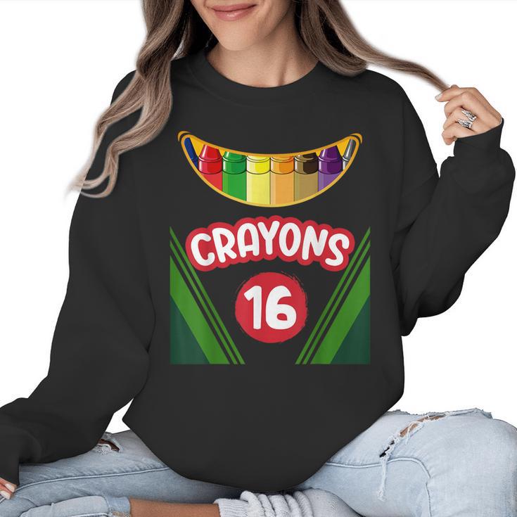 Crayon Box Fun Teacher Student Crayon Squad Halloween 2023 Women Crewneck Sweatshirt