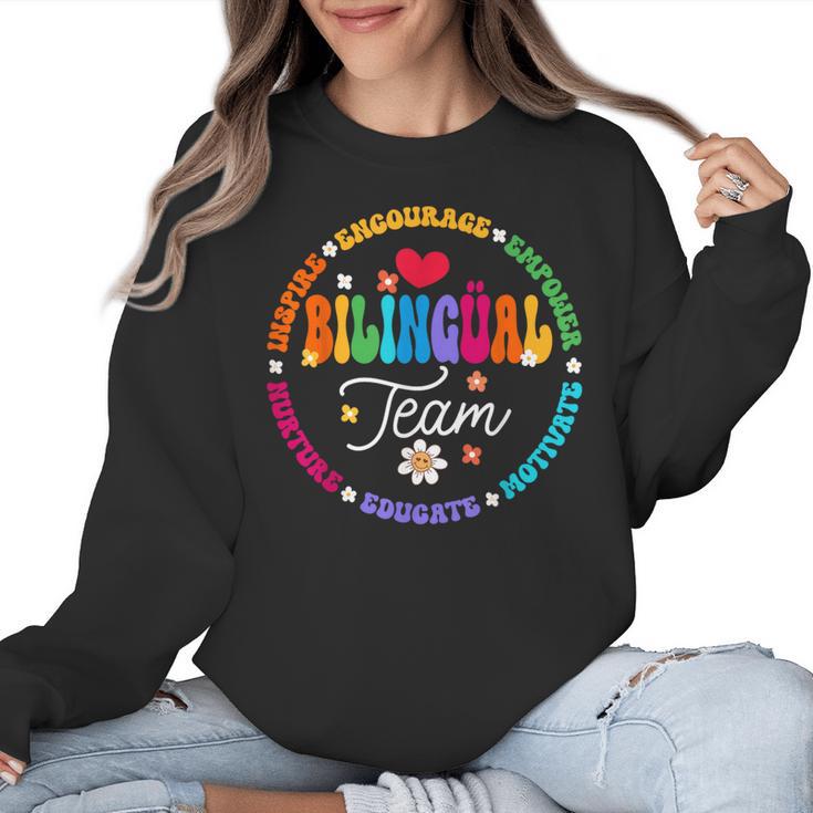 Cultivando Bilingues Dual Language Bilingual Team Teacher Women Crewneck Sweatshirt