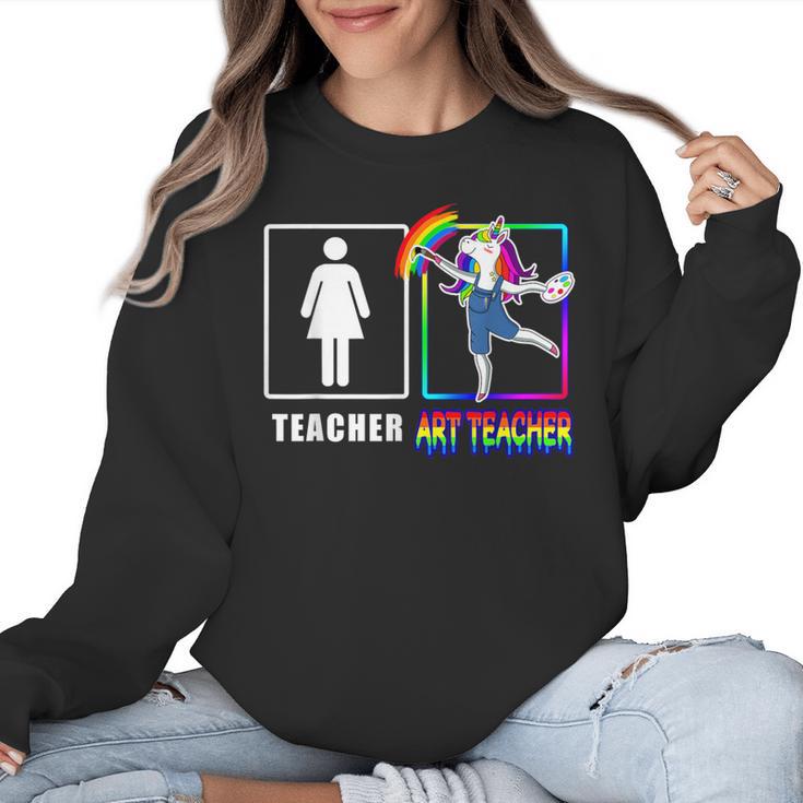 Cute Art Teacher Magical Dabbing Unicorn Artist Women Crewneck Sweatshirt