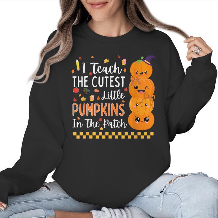Cute Teacher Halloween For Women Men Teacher Pumpkin Women Crewneck Sweatshirt