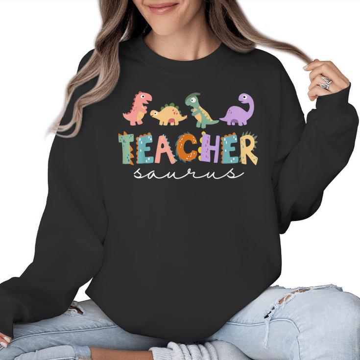 Dinosaur Teacher Teachersaurus Rex Dino Women Crewneck Sweatshirt