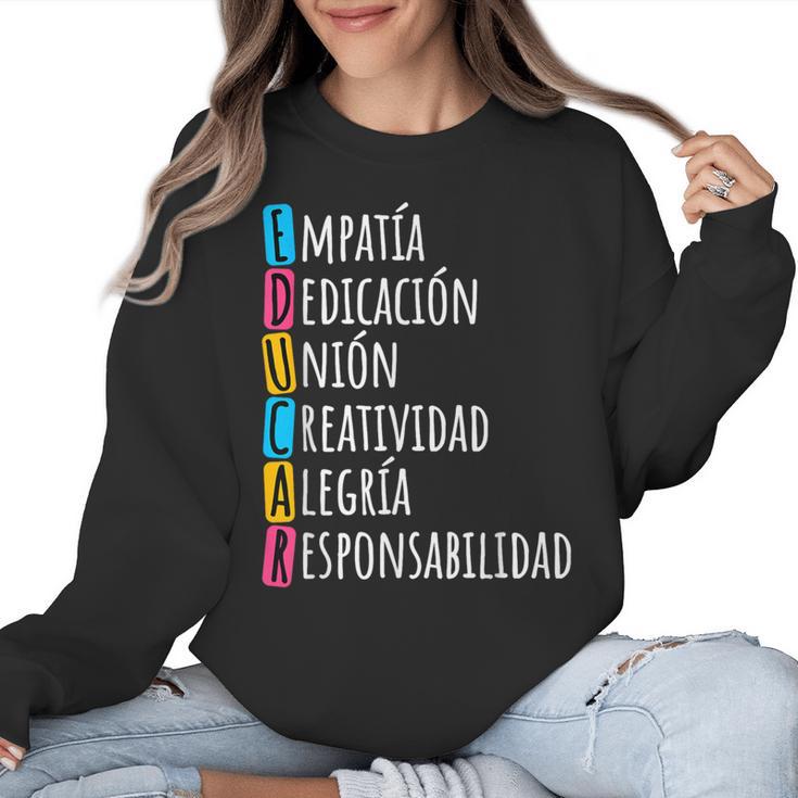 Educar Bilingual Spanish Teacher Women Crewneck Sweatshirt