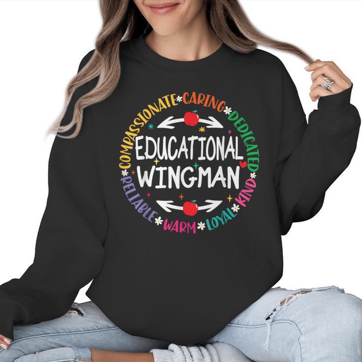 Educational Wingman Assistant Teaching a School Teacher Aide Women Crewneck Sweatshirt