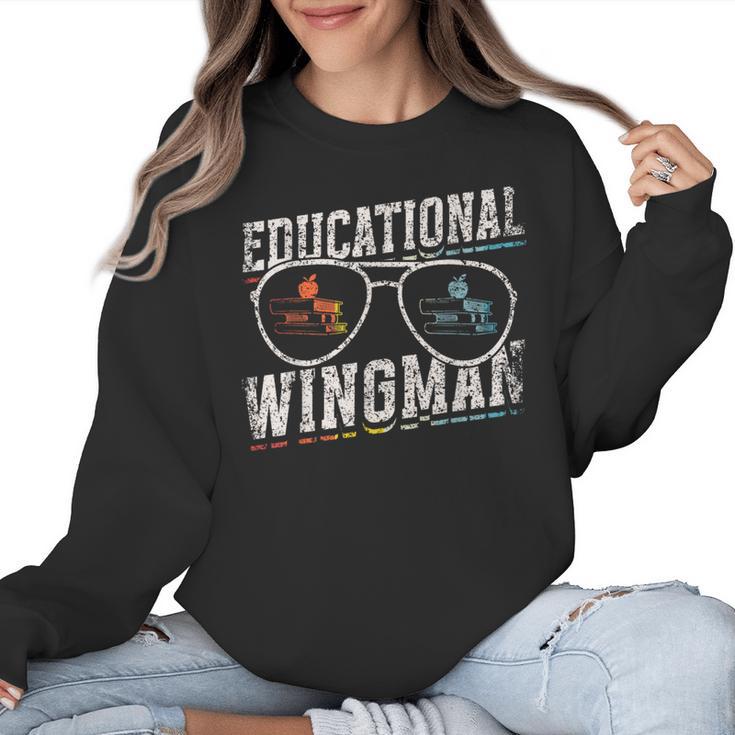 Educational Wingman Assisting Teacher Teaching Assistant Women Crewneck Sweatshirt