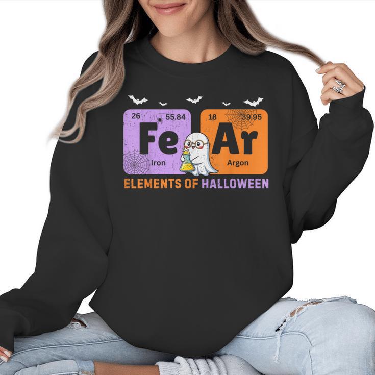 Elements Of Halloween Fear Periodically Chemistry Teacher Women Crewneck Sweatshirt