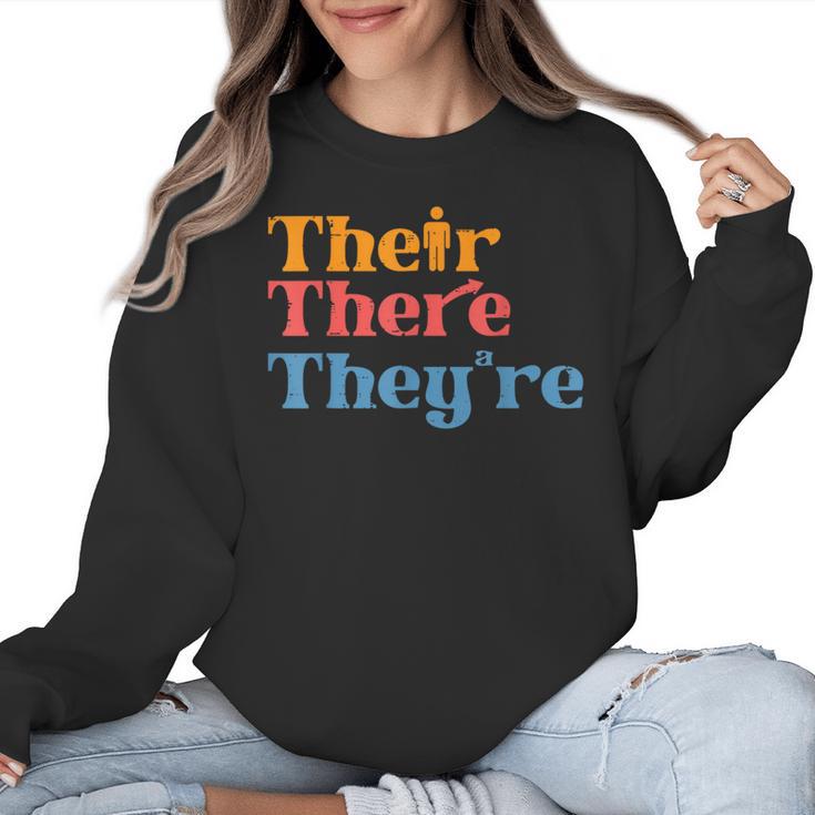 English Teacher Their There Theyre Grammar Men Women Women Crewneck Sweatshirt