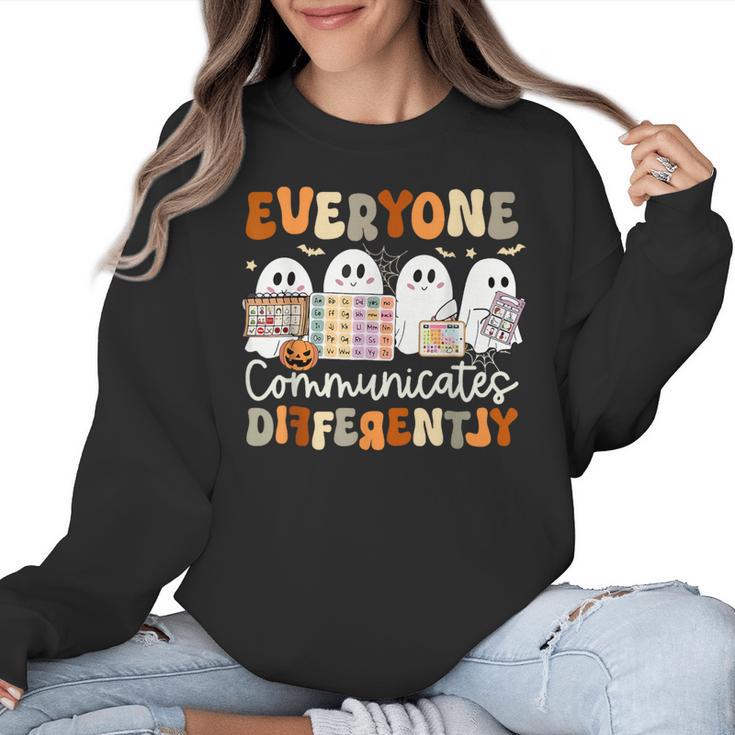 Everyone Communicates Differently Halloween Sped Teacher Women Crewneck Sweatshirt