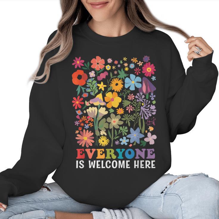 Everyone Is Welcome Here Tshirt Idaho Teacher Support Retro Women Crewneck Sweatshirt
