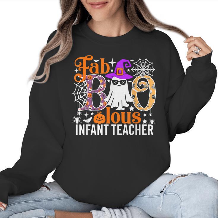 Fab Boo Lous Infant Teacher Halloween Costume Women Crewneck Sweatshirt