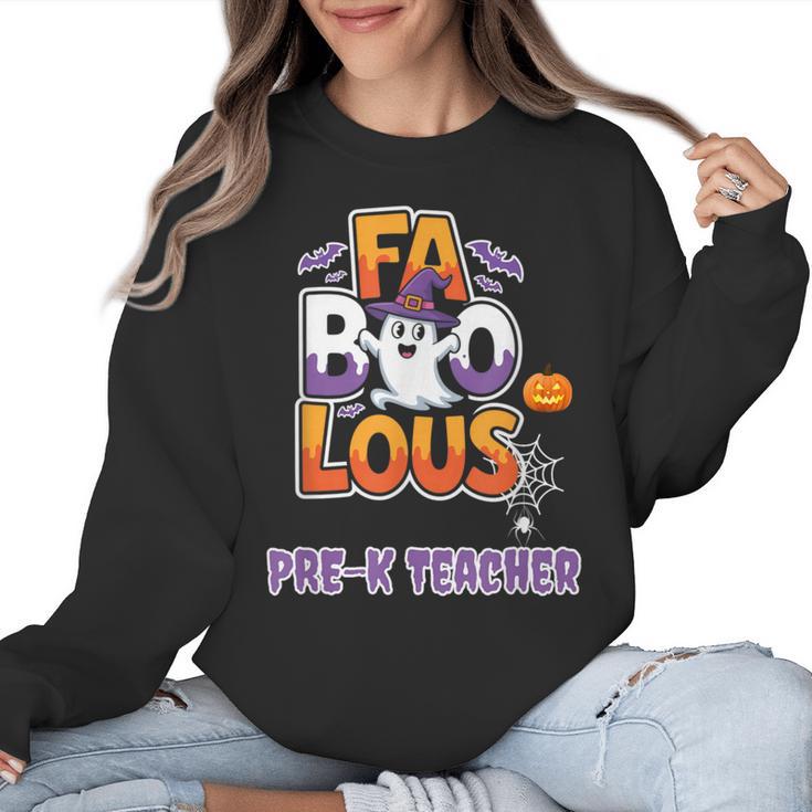Fabulous Pre-K Teacher Halloween Costume Classroom Outfit Women Crewneck Sweatshirt