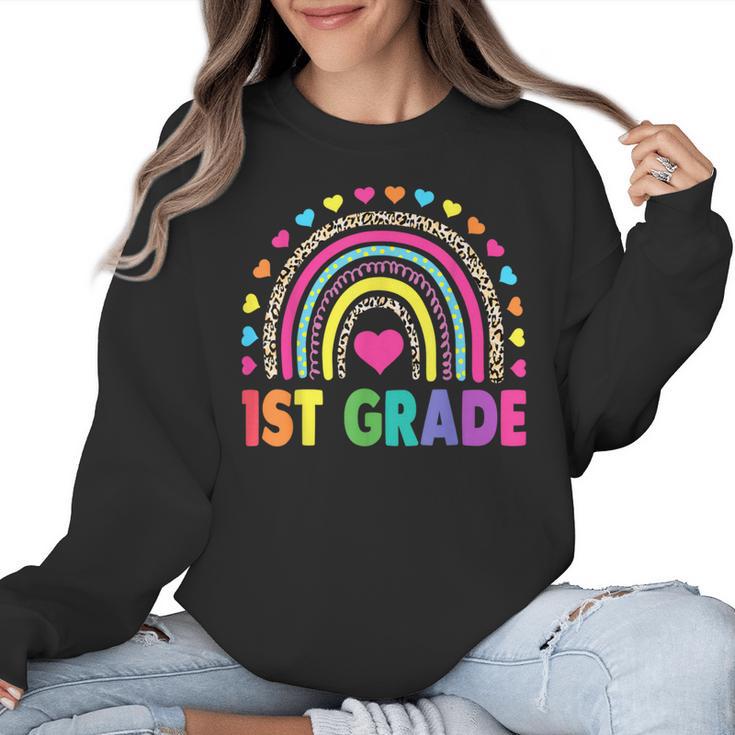 First Grade Rainbow Girls Boys Teacher Team 1st Grade Squad Women Crewneck Sweatshirt