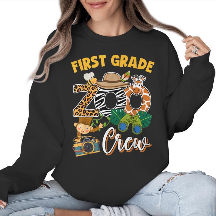 First Grade Zoo Field Trip Squad Matching Teacher Students Women Crewneck Sweatshirt
