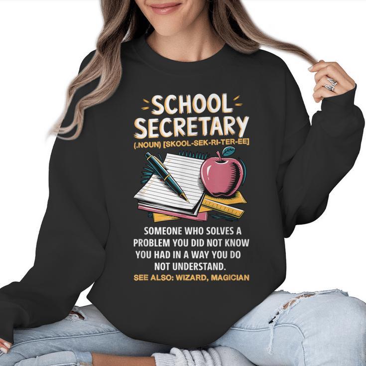 Front Office Teacher Admin Meaning School Secretary Women Crewneck Sweatshirt