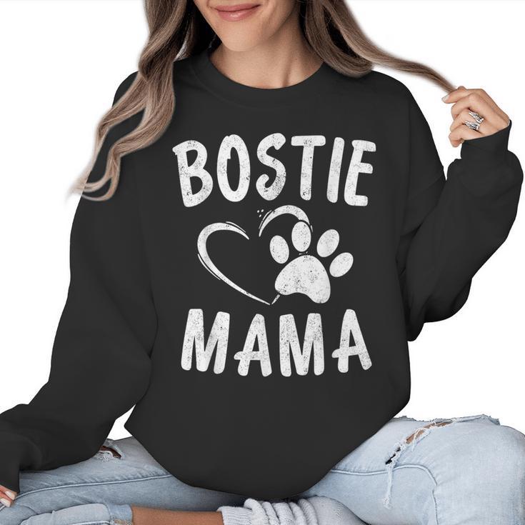 Fun Bostie Mama Dog Lover Apparel Boston Terrier Mom Women Crewneck Sweatshirt