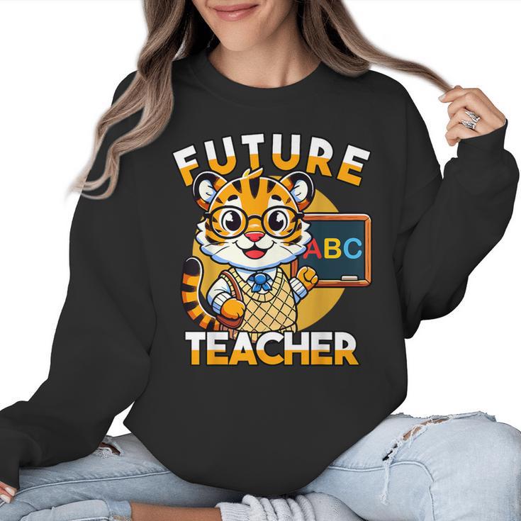 Future Teacher Graphic For Boys Inspiring Young Minds Women Crewneck Sweatshirt