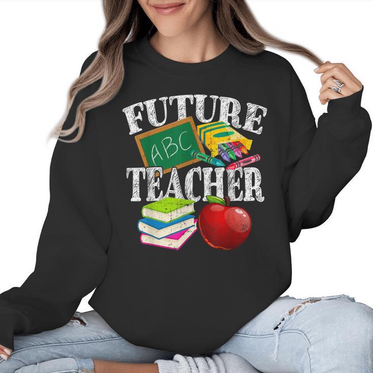 Future Teacher With Canyon And Book Teacher Men Women Girls Kids Women Crewneck Sweatshirt