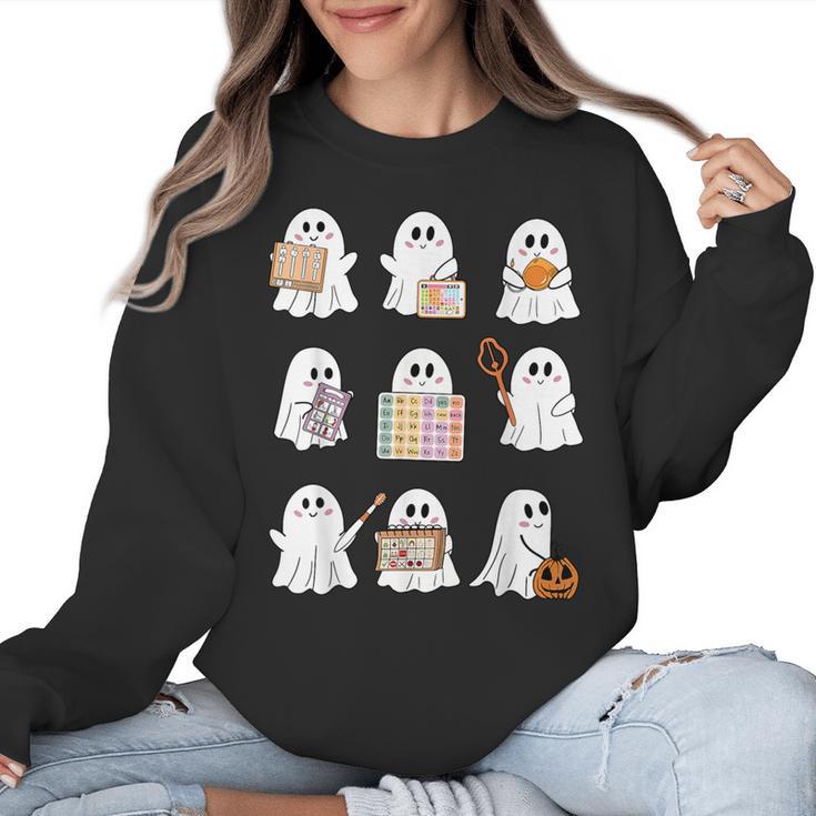 Ghost Speech Therapy Teacher Spooky Season Halloween Women Crewneck Sweatshirt