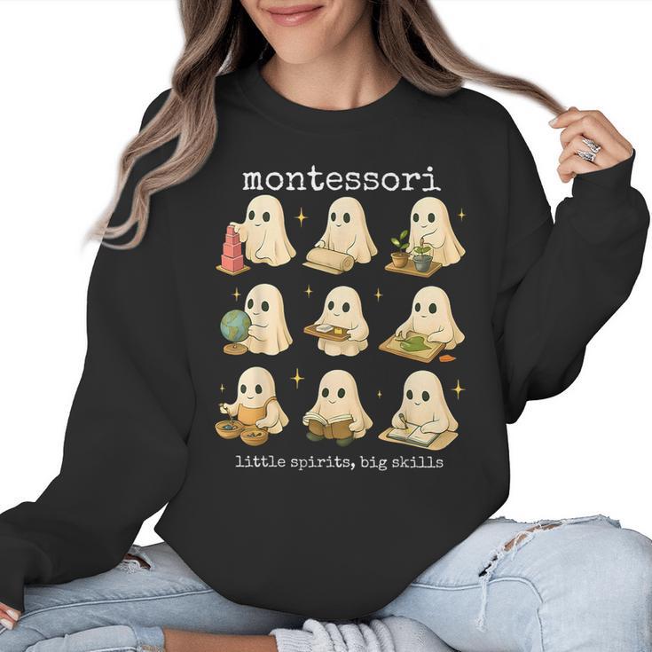 Ghosts Halloween Montessori Teacher Educator Costume Women Crewneck Sweatshirt