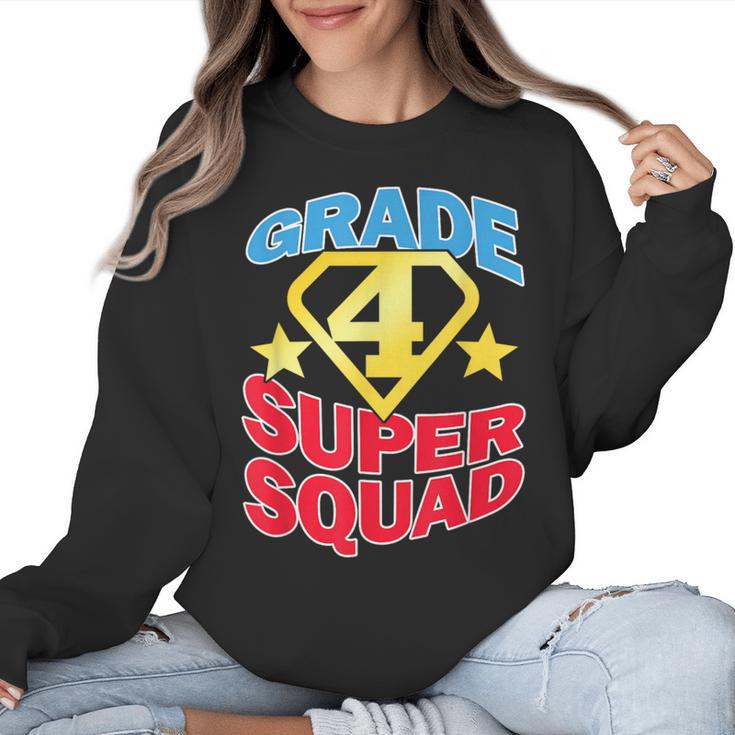Grade 4 Super Squad Superhero Teacher Team Women Crewneck Sweatshirt