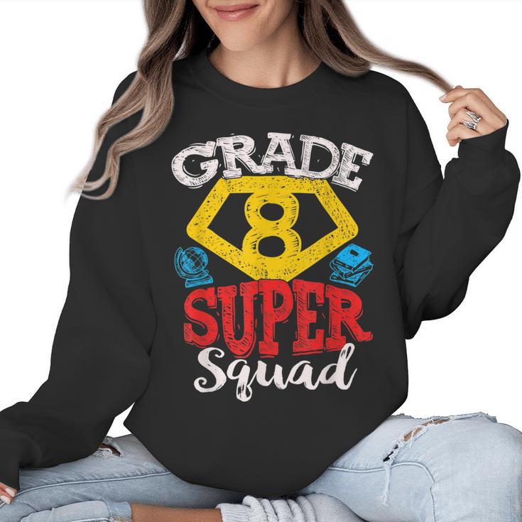 Grade 8 Super Squad Superhero Teacher Team Women Crewneck Sweatshirt