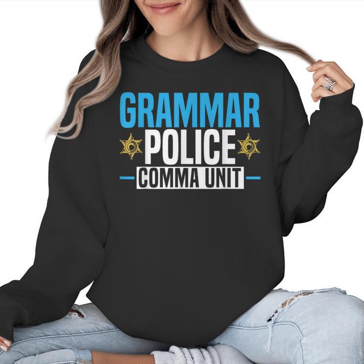 Grammar Police Comma Unit English Teacher Grammar Teacher For Men Women Women Crewneck Sweatshirt