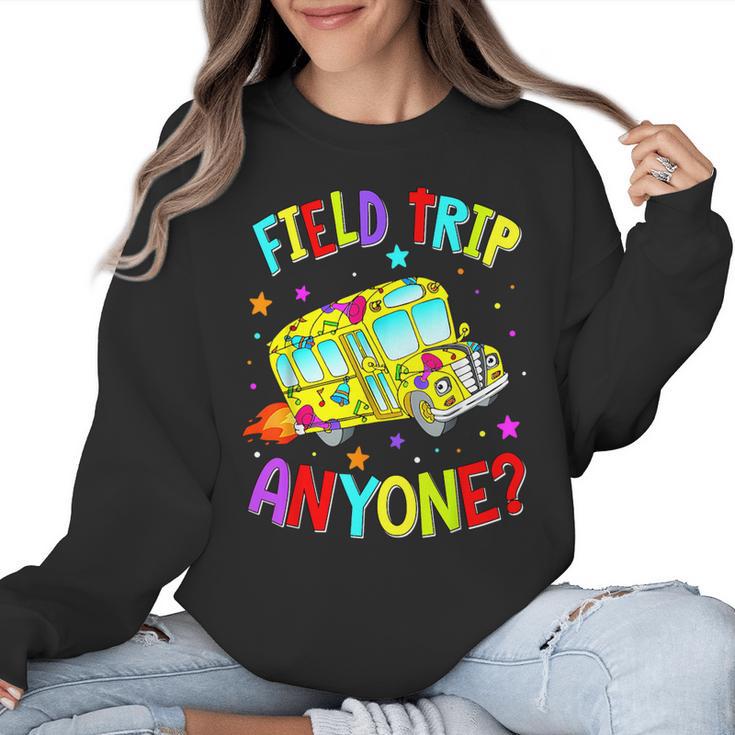 Groovy Field Trip Anyone Happy Field Day For Teachers Kids Women Crewneck Sweatshirt