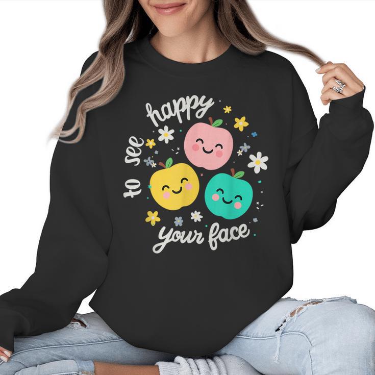 Groovy Happy To See Your Face Teacher School Appreciation Women Crewneck Sweatshirt