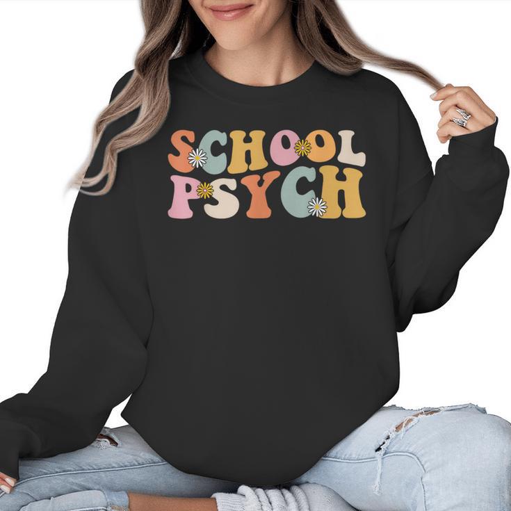 Groovy Retro School Psych Teacher School Psychologist For Men Women Girls Kids Women Crewneck Sweatshirt