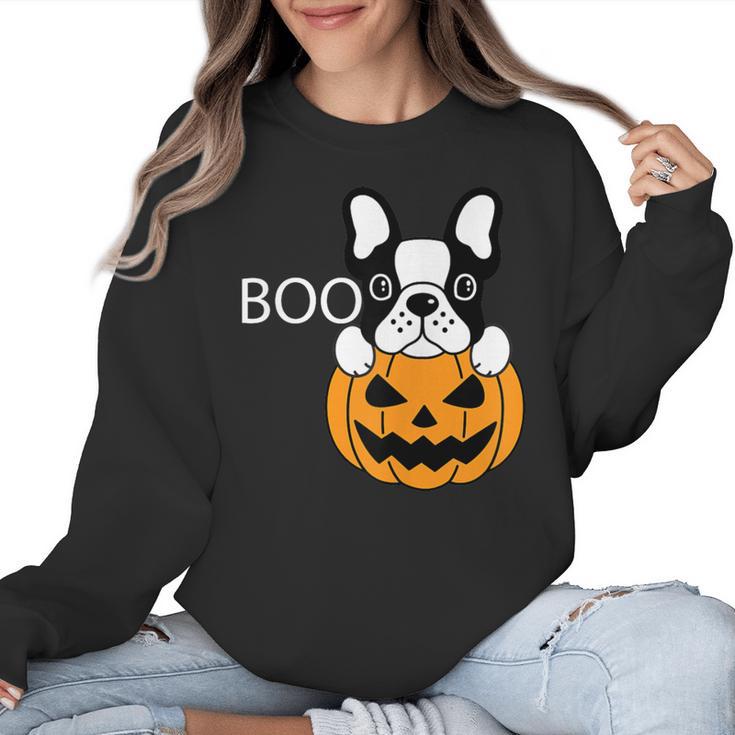 The Halloween Boston Terrier Women Crewneck Sweatshirt
