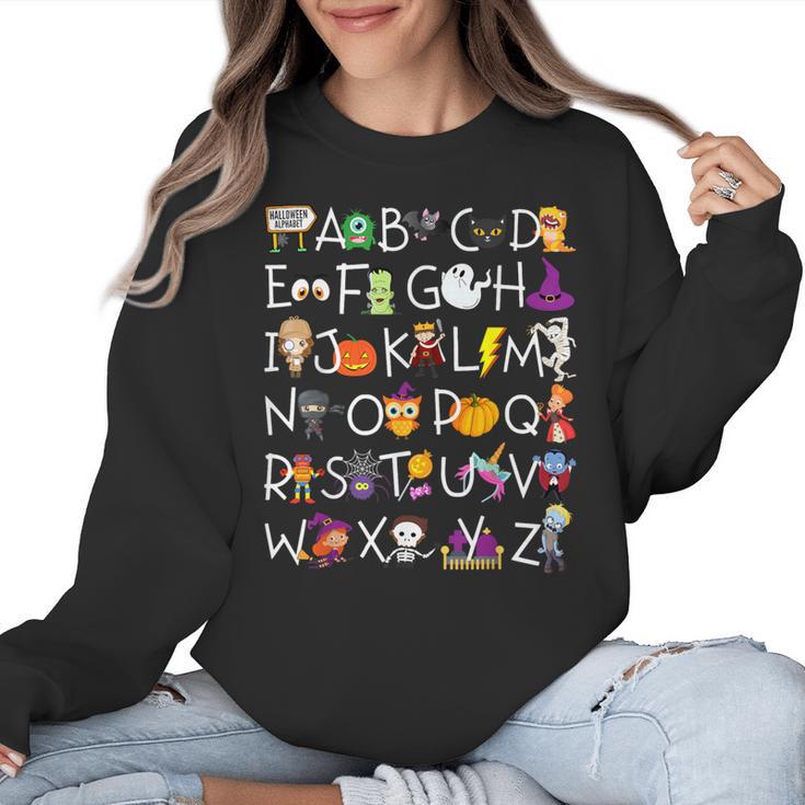 Halloween Nursery Teacher Shirt Halloween Alphabet Women Crewneck Sweatshirt
