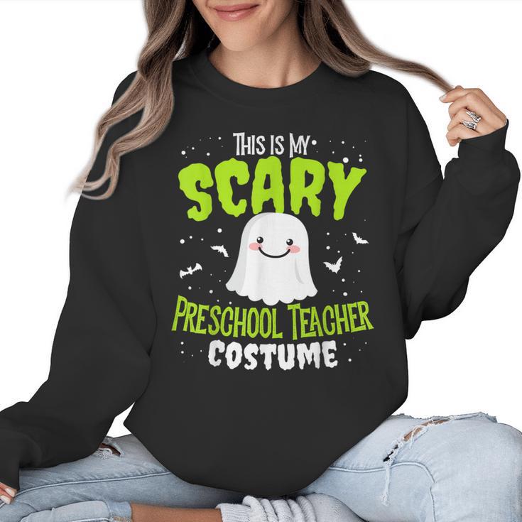 Halloween This Is My Scary Preschool Teacher Custome For Men Women Kids Women Crewneck Sweatshirt, trending gift Halloween This Is My Scary Preschool Teacher Custome For Men Women Kids Women Crewneck Sweatshirt, trending gift