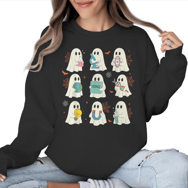 Halloween Science Teacher Student Ghost Laboratory Men Women Women Crewneck Sweatshirt
