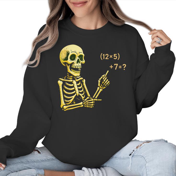 Halloween Teacher Six Seven 6 7 Skeleton Spooky Costume Women Crewneck Sweatshirt