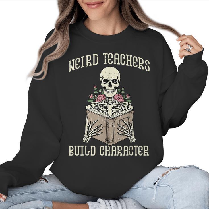 Halloween Weird Teachers Build Character Costume Men Women Women Crewneck Sweatshirt