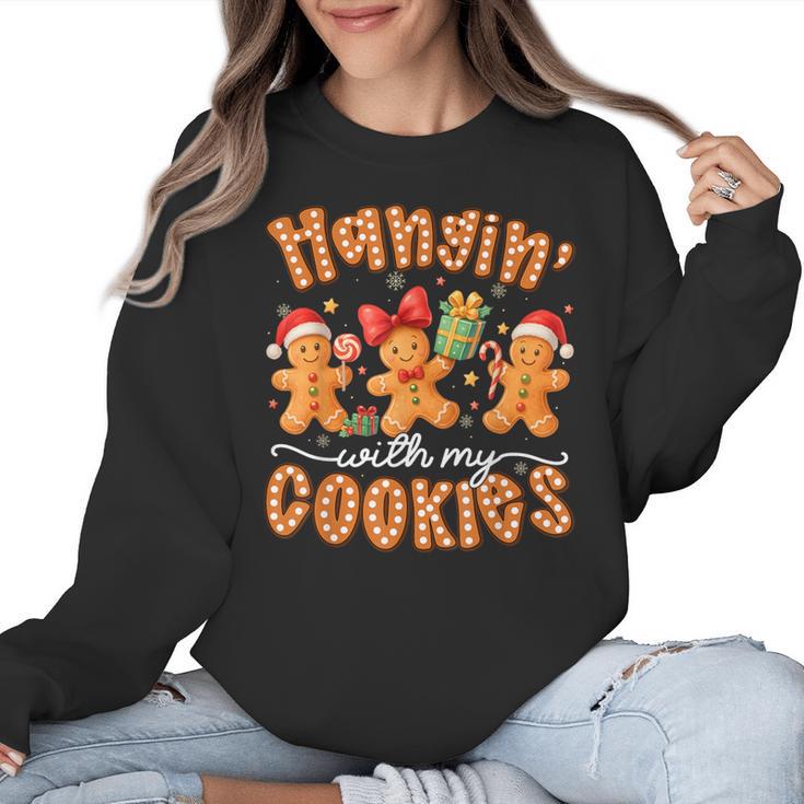 Hangin With My Cookies Gingerbread Men Women Xmas Teacher Women Crewneck Sweatshirt