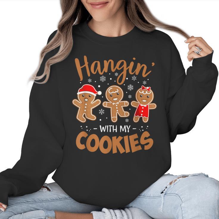 Hangin With My Cookies Gingerbread Women Christmas Teacher Women Crewneck Sweatshirt