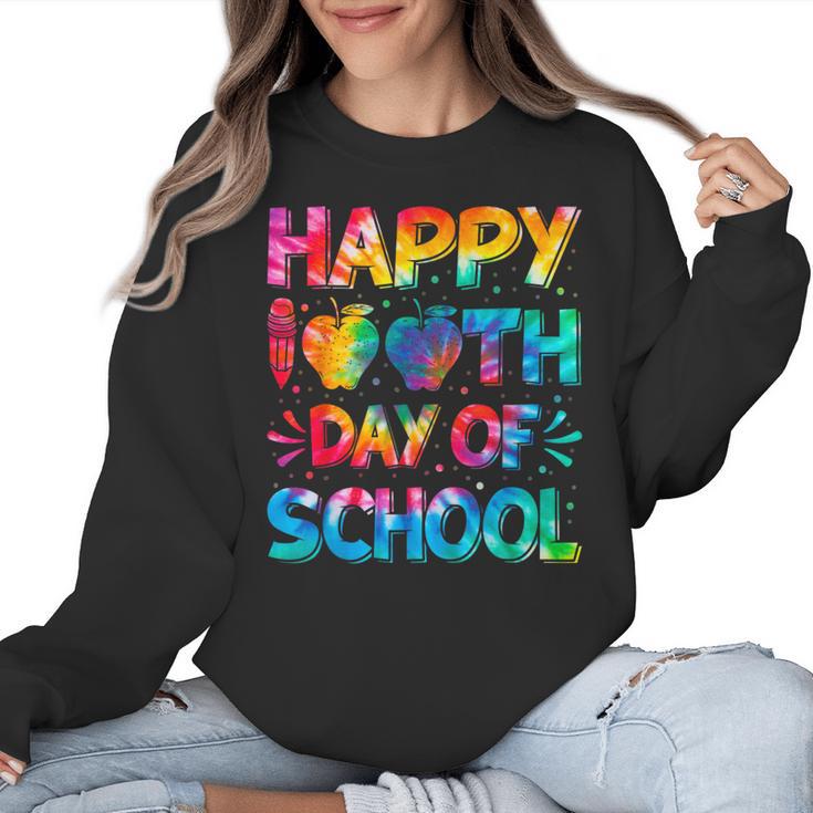 Happy 100th Day Of School Teacher Student 100 Days Tie Dye Men Women Kids Women Crewneck Sweatshirt