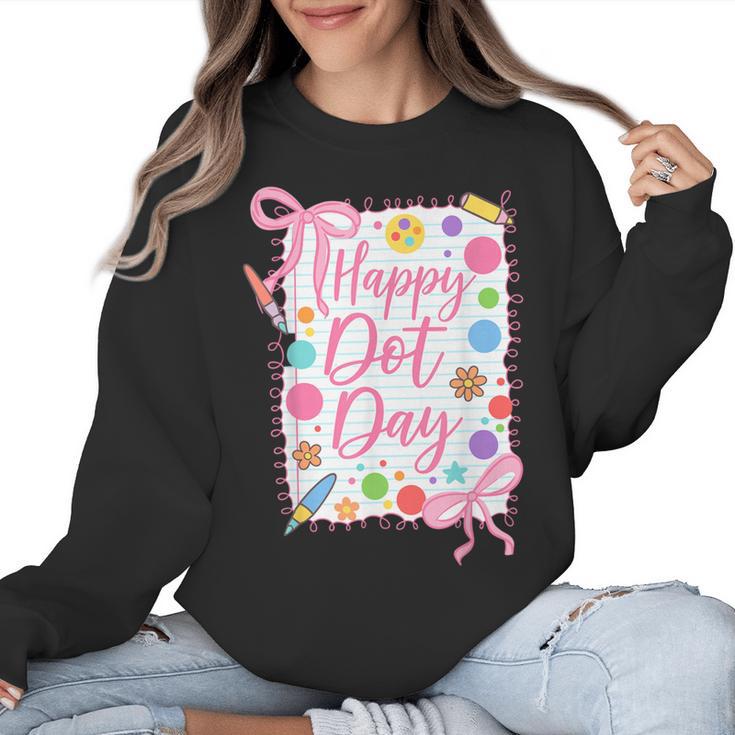 Happy Dot Day Bow Coquette For Teacher Girls Women Crewneck Sweatshirt
