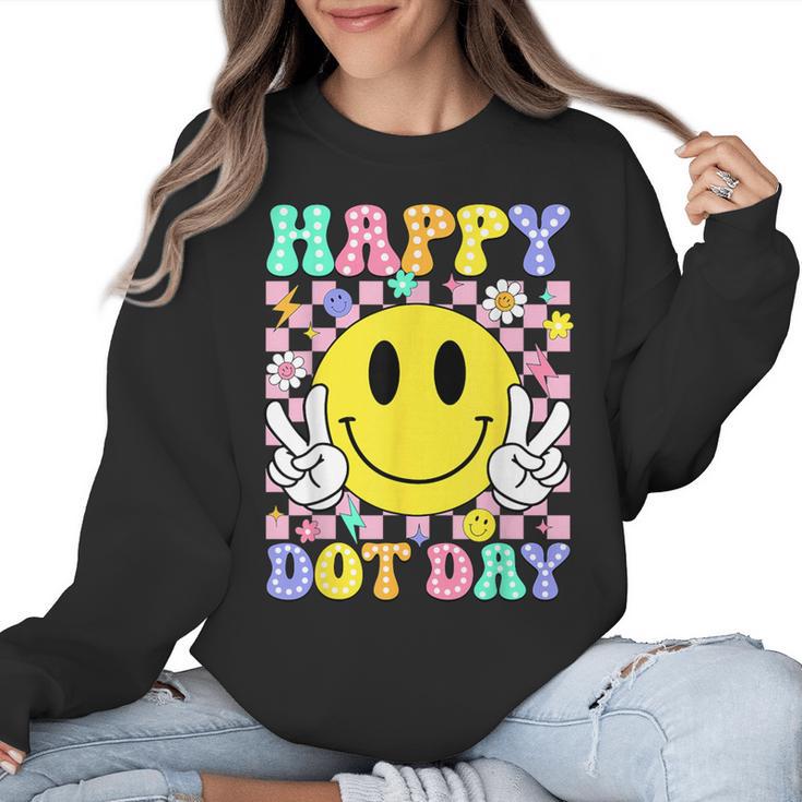 Happy Dot Day Shirts Teacher Student Girls Kids Smile Face Women Crewneck Sweatshirt