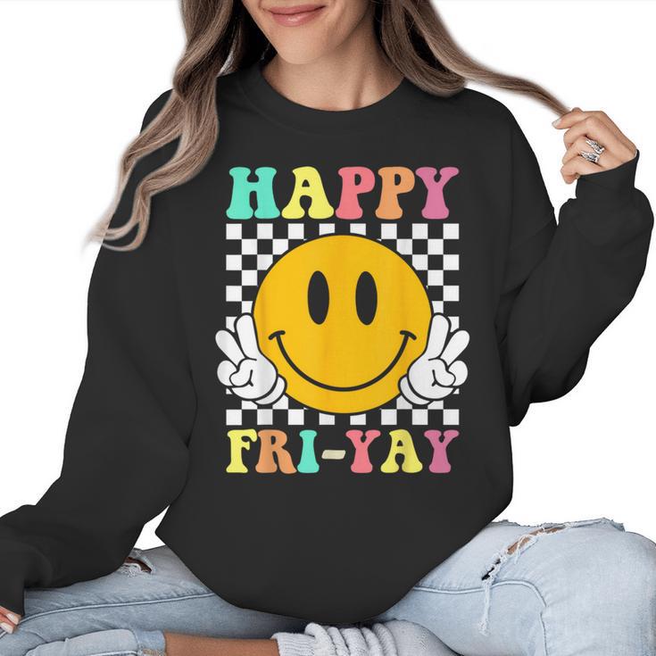 Happy Fri-Yay Teacher Friday Weekend School Women Crewneck Sweatshirt