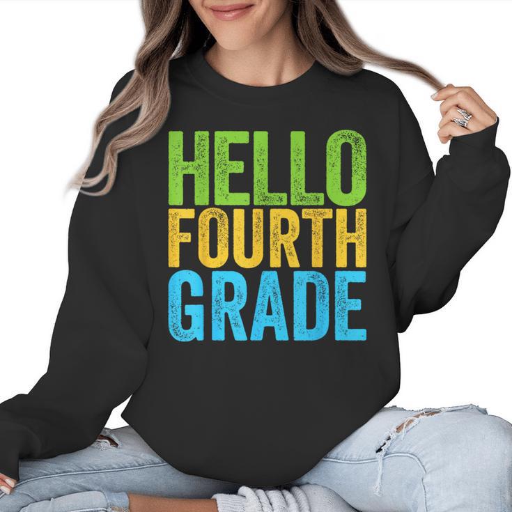 Hello Fourth Grade Shirt 4th Grade Boy Girl Student Teacher Women Crewneck Sweatshirt