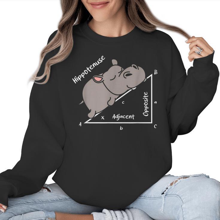 Hippotenuse Hippo Angle Function Hypotenuse Math Teacher Women Crewneck Sweatshirt