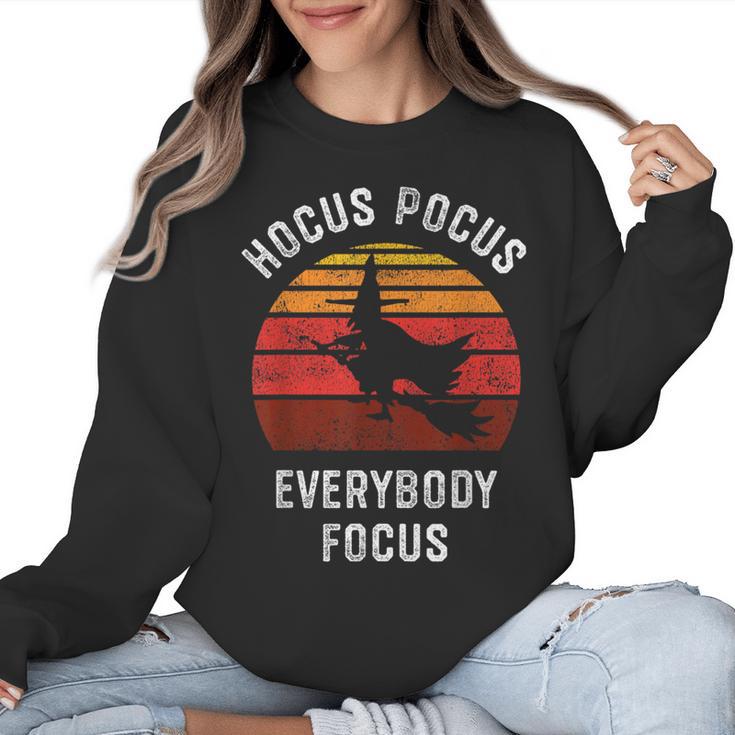 Hocus Pocus Everybody Focus Witch Halloween Teacher Women Women Crewneck Sweatshirt