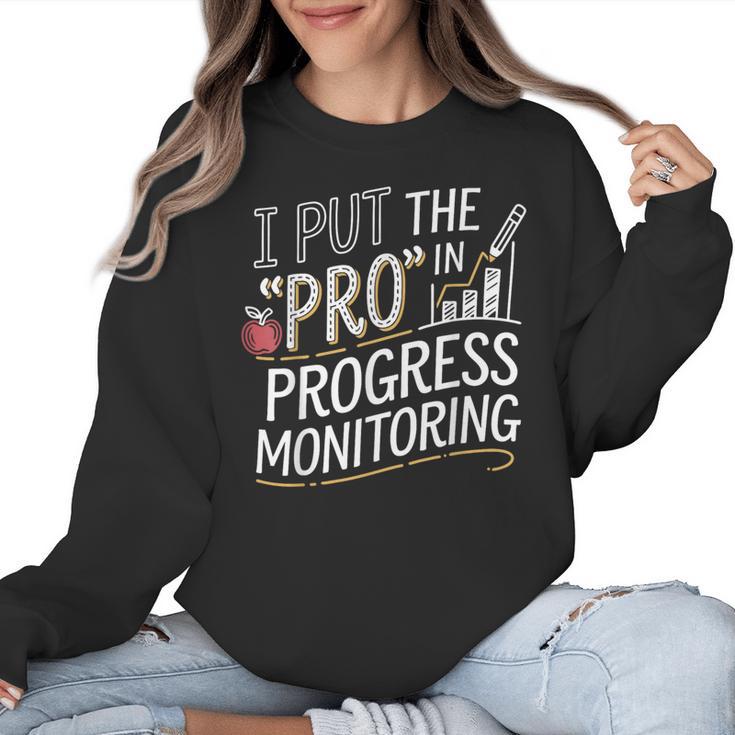 Intervention Teacher Progress Monitoring Intervention Women Crewneck Sweatshirt
