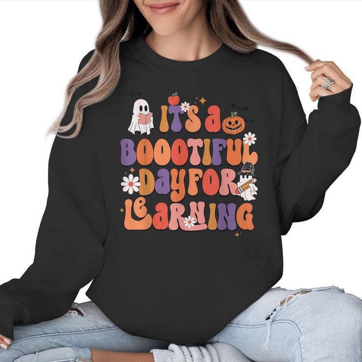It's A Bootiful Day For Learning Cute Teacher Halloween Women Crewneck Sweatshirt