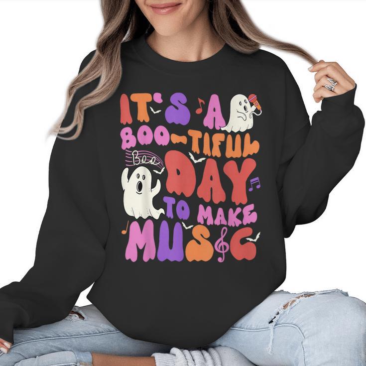 It's a Bootiful Day To Make Music Halloween Music Teacher Women Crewneck Sweatshirt